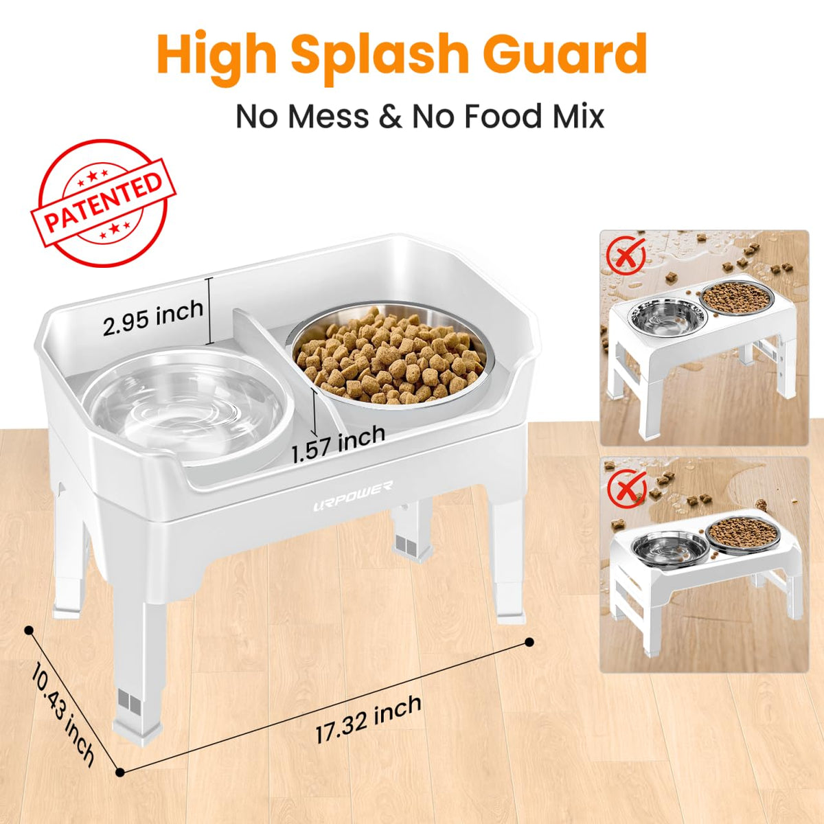 URPOWER Pet Feeder in Large, Light Grey