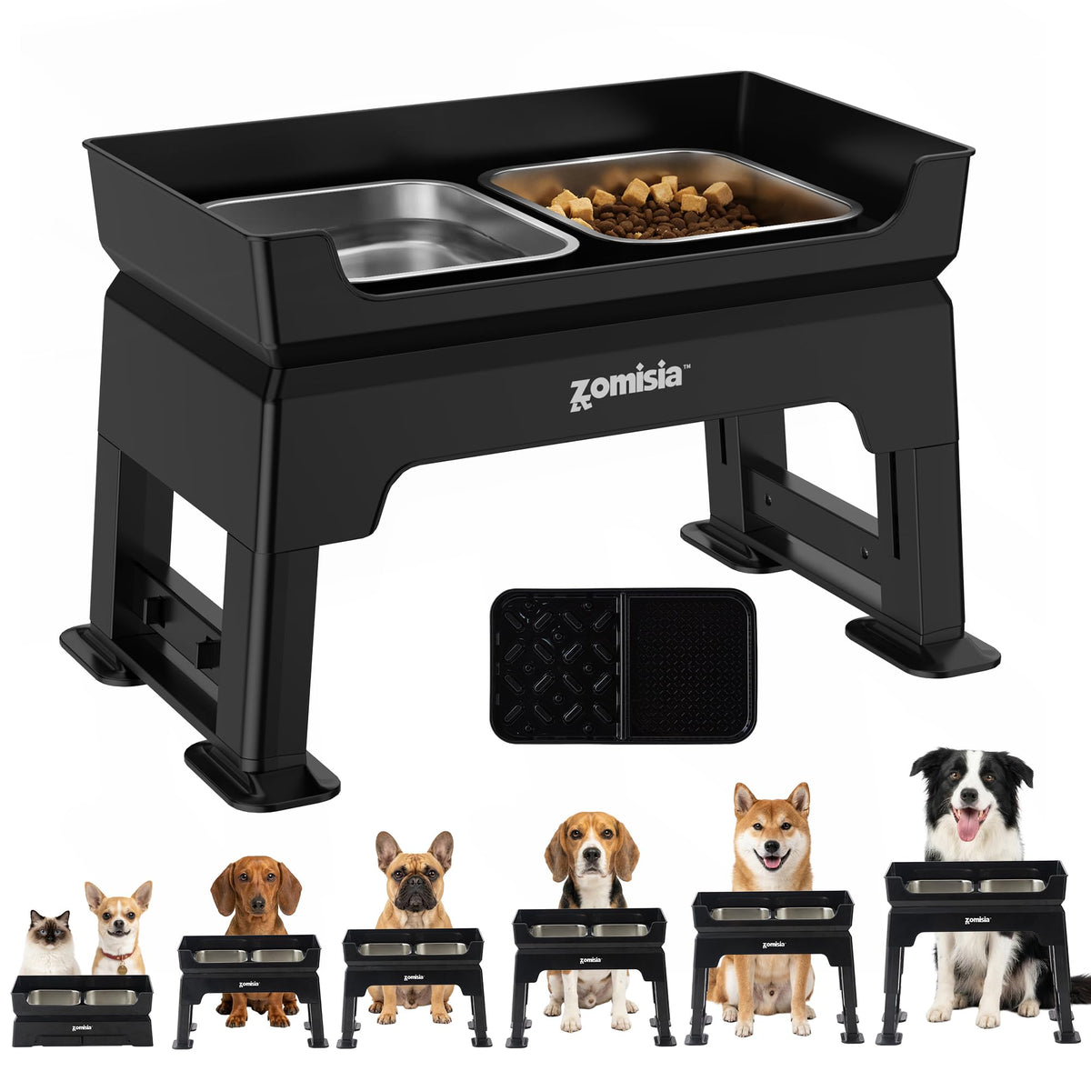ZOMISIA Pet Feeder in 1.6L, Black