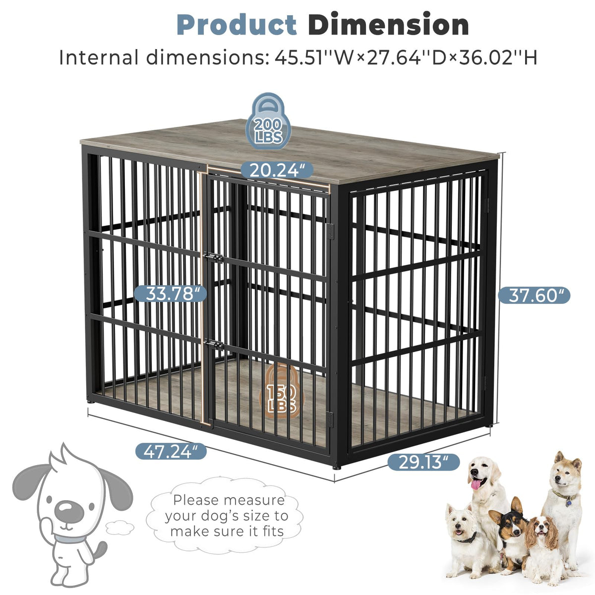 Lyromix Animal Cage in 47.2"L x 29.1"W x 37.6"H, Ancient gray