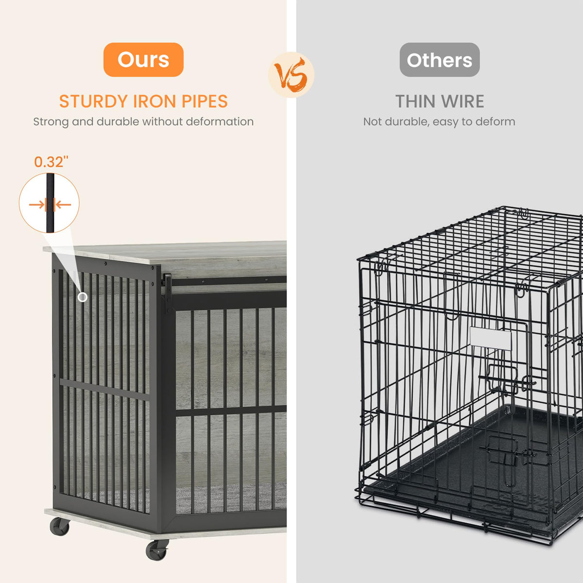 NicBex Animal Cage in 43.7"L x 30.0"W x 33.7"H, Grey