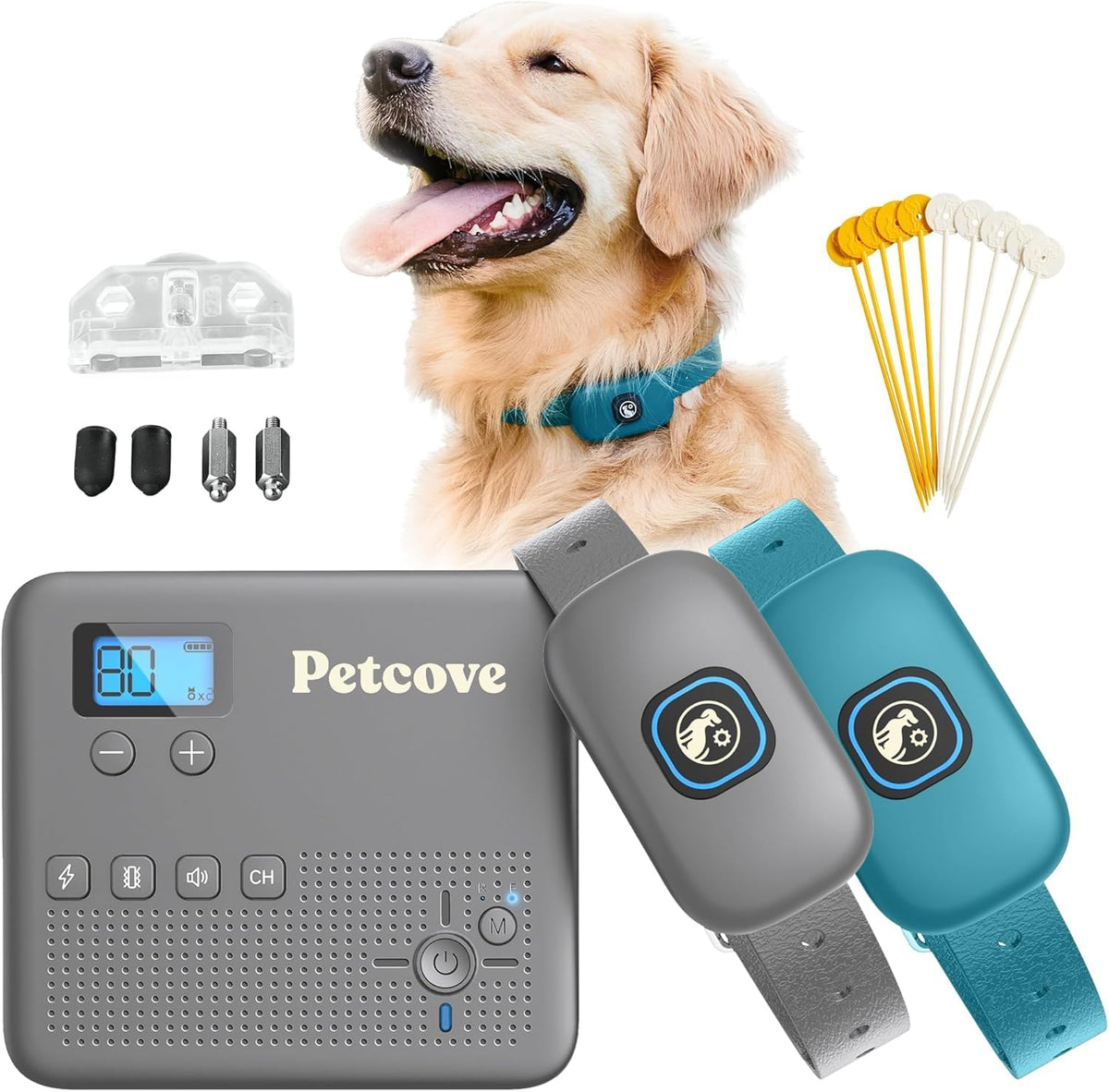 PetCove Animal Collar in 2 Collar Gray & Teal, Gray & Teal