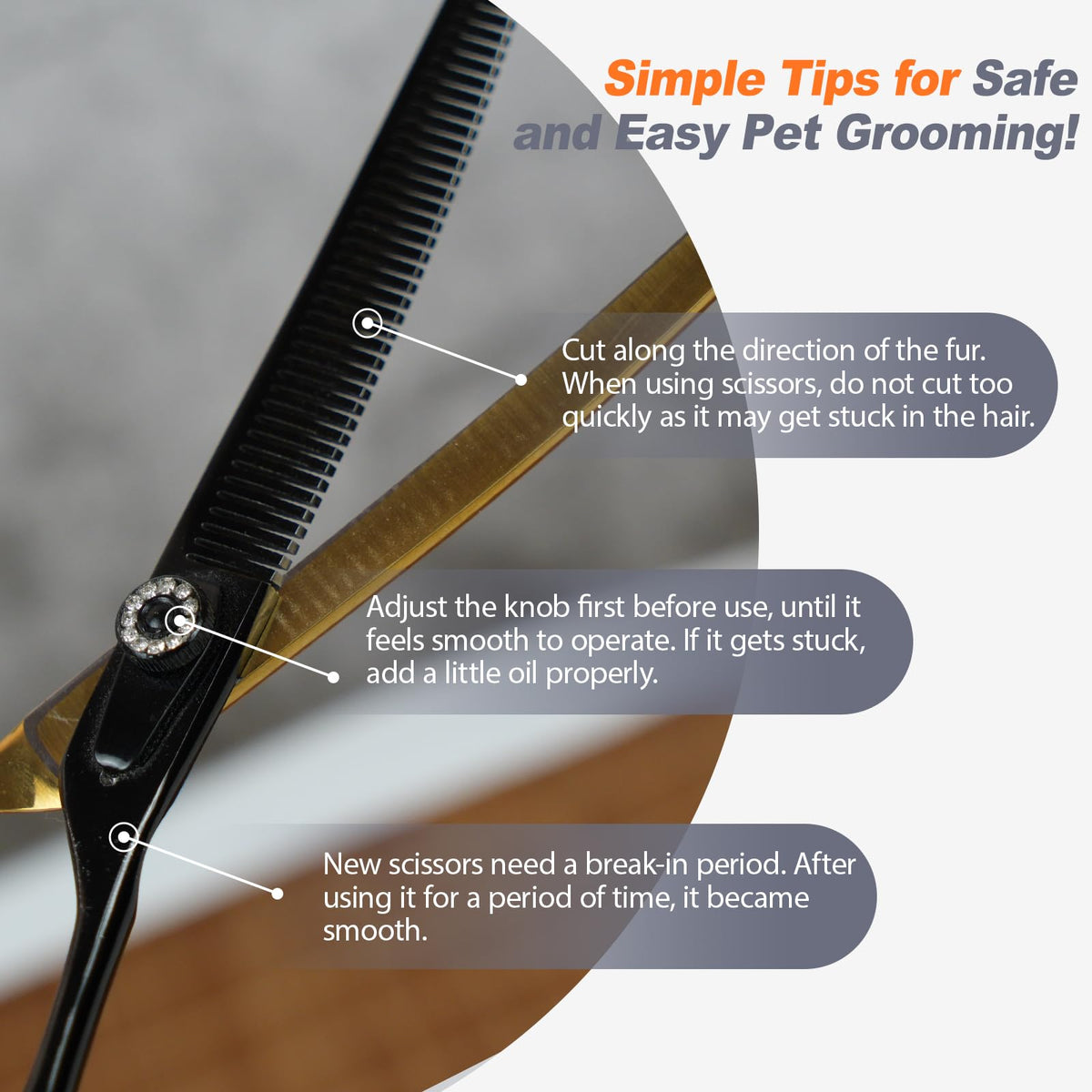 hyzrqwyw Scissors in 1 piece - Curved Fluffer, Black Gold