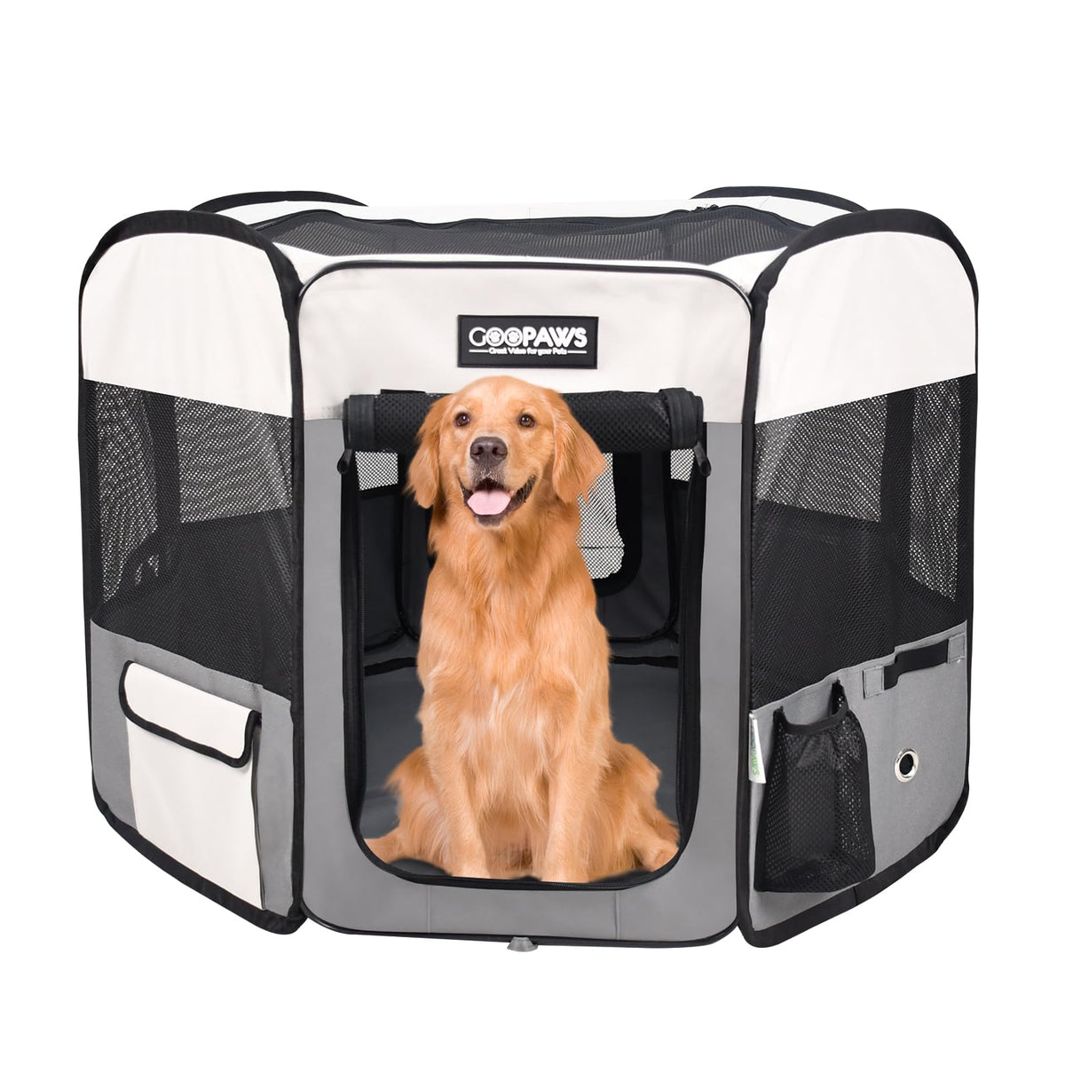 JESPET Pet Playpen in 61 x 61 x 30 inches, Light Grey
