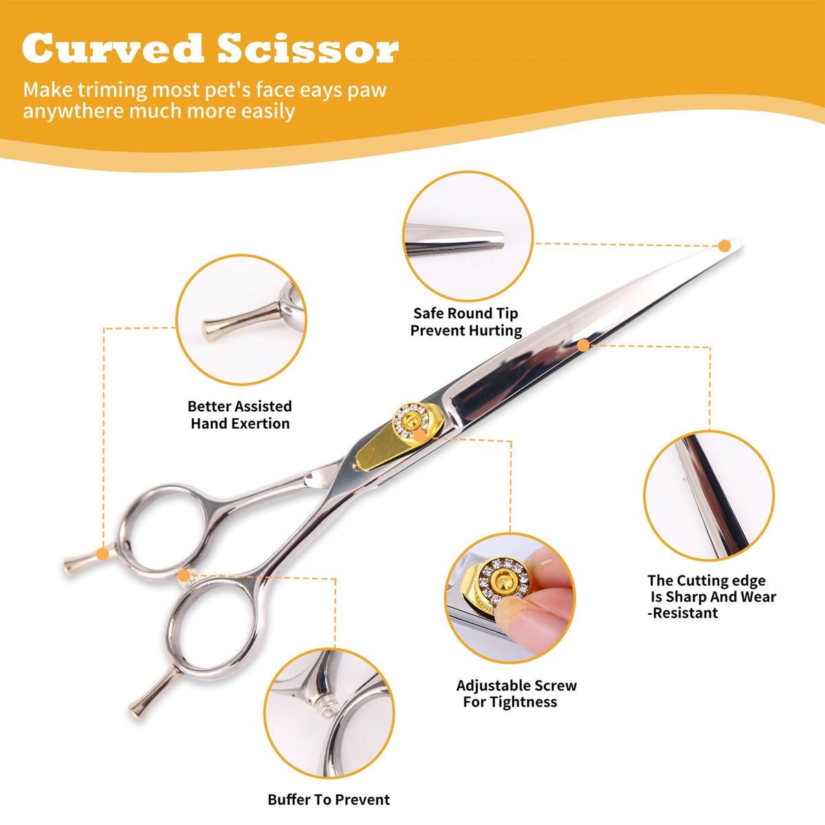 hyzrqwyw Scissors in 4 pieces - Professional Kit, Silver