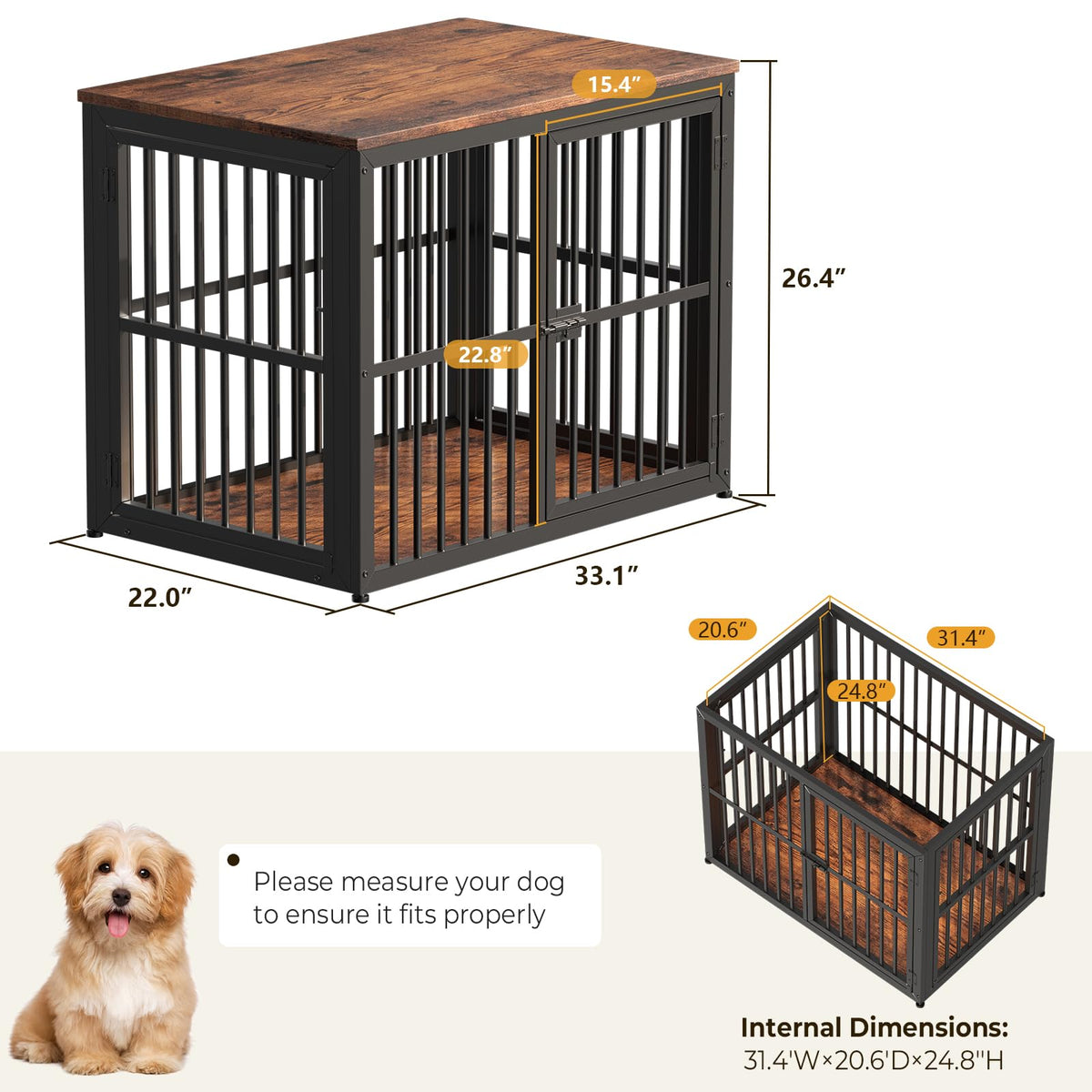Lyromix Animal Cage in 33.1"L x 22.1"W x 26.0"H, Brown