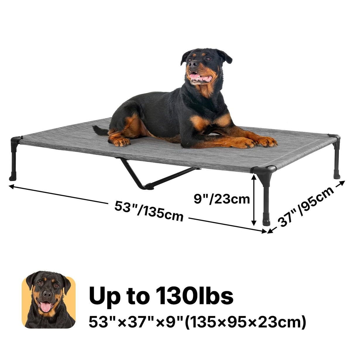 Veehoo Pet Bed Mat in 53.0"L x 37.0"W x 9.0"Th, Black Silver