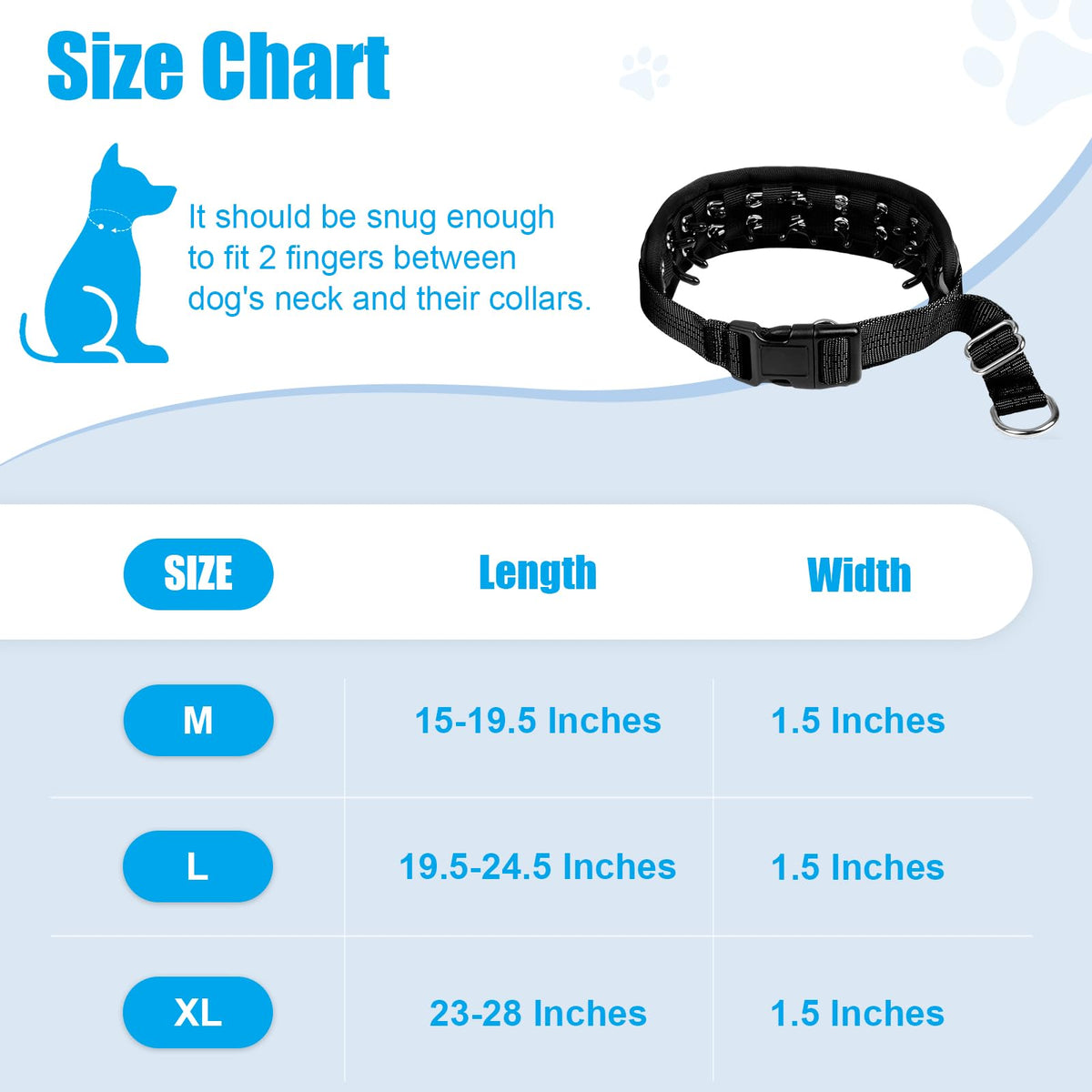 NozlaID Animal Collar in M(15"-19.5"), Black