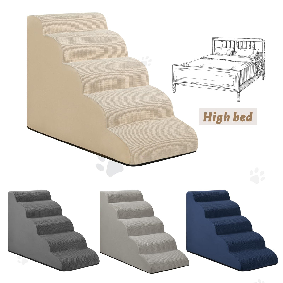 aodisman Animal Stair in Standard 5-Step 22.2"H, Beige