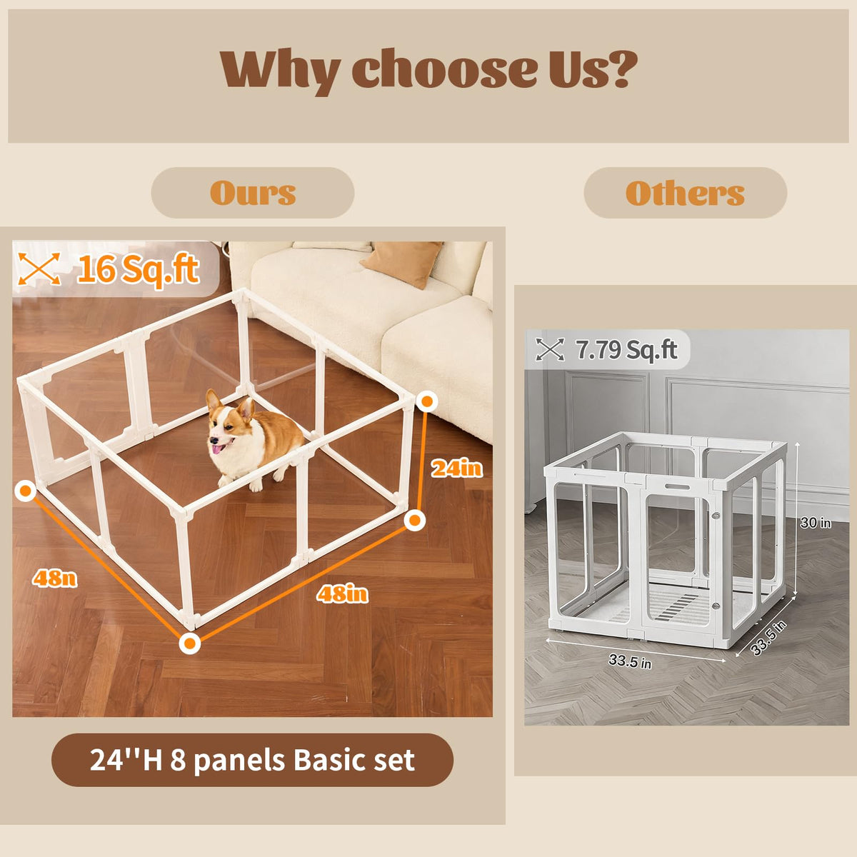 EVOTAILS Pet Playpen in 24", White