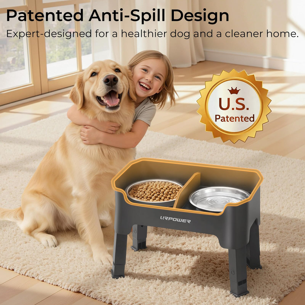 URPOWER Pet Feeder in Medium, Grey