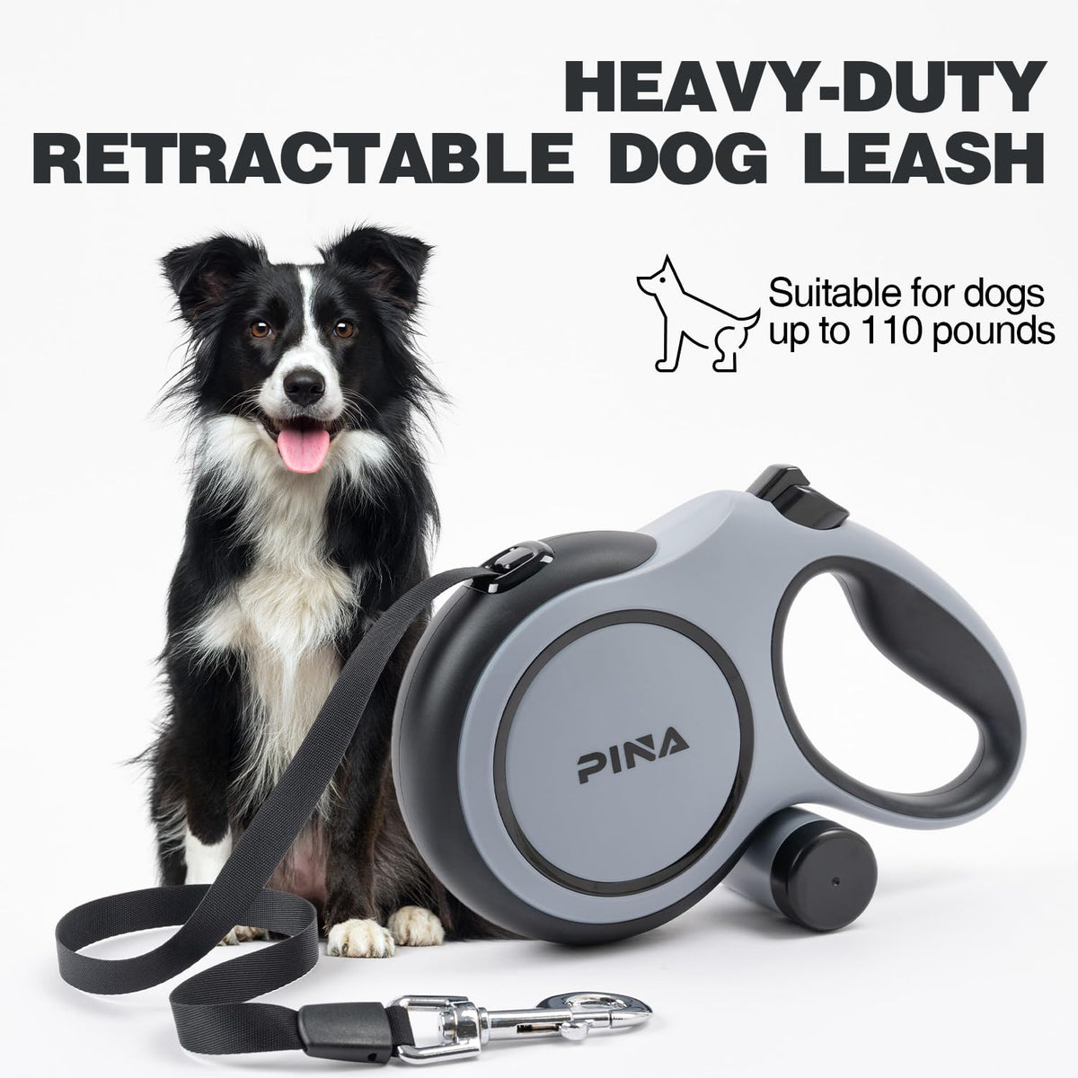 Pina Leash in 26 ft, Grey