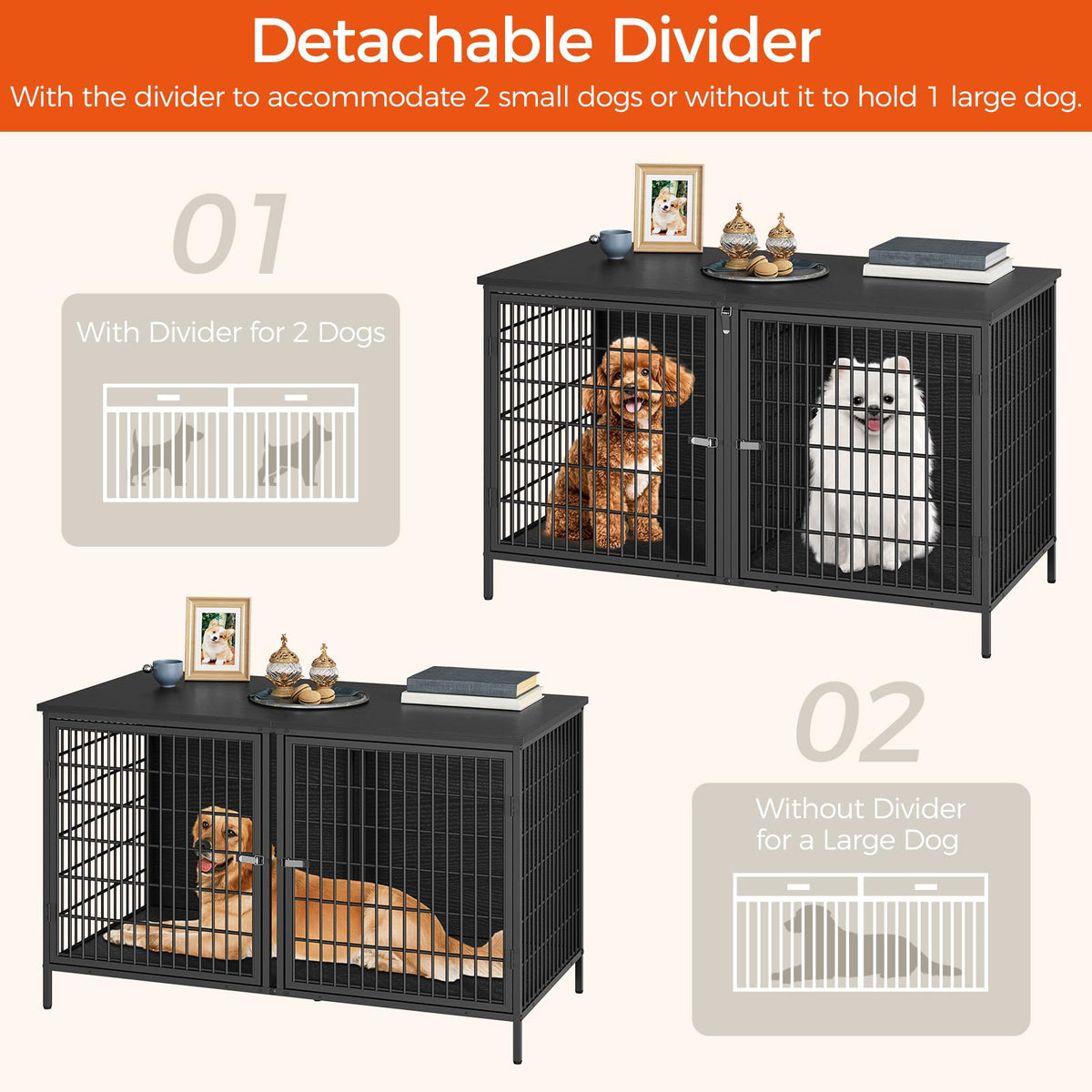 MAHANCRIS Animal Cage in 43.3"L x 21.7"W x 26.4"H, Black