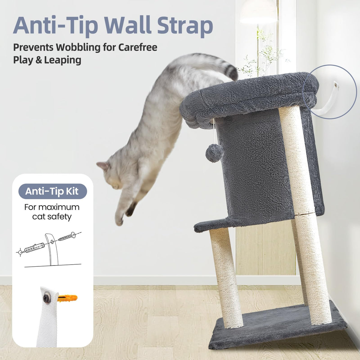Feliskyn Pet Activity Structure in 28 Inches, Dark Grey
