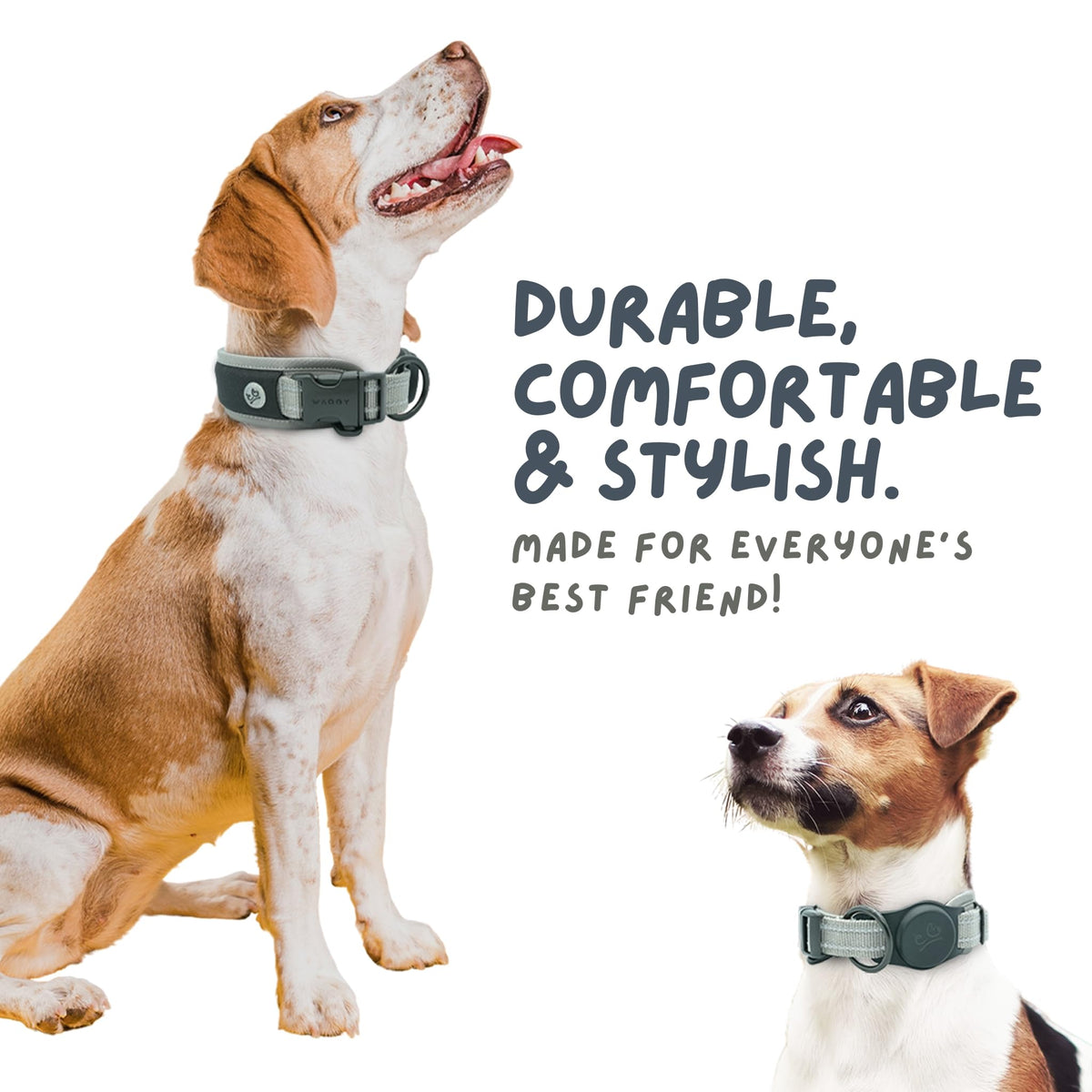 WaggyLife Animal Collar in XS (11.8"-13.8"), Grey