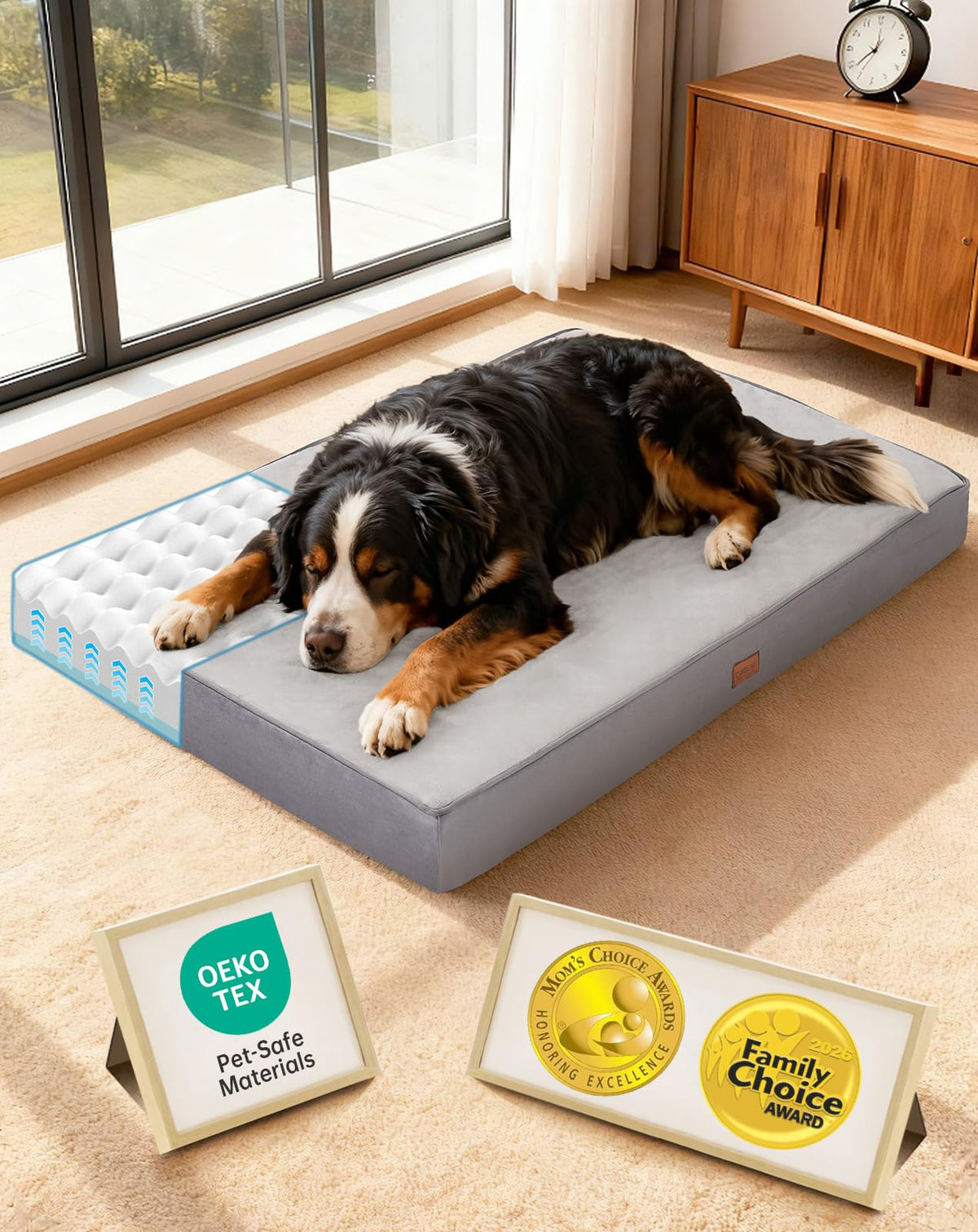 OhGeni Pet Bed Mat in 47" x 29" x 4" (For Crate), 01-Gray