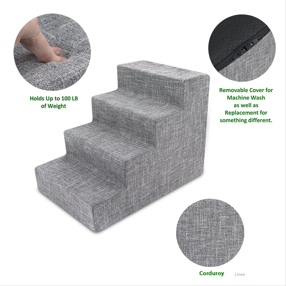 Best Pet Supplies Animal Stair in H: 18 Inches, Ash Gray Linen
