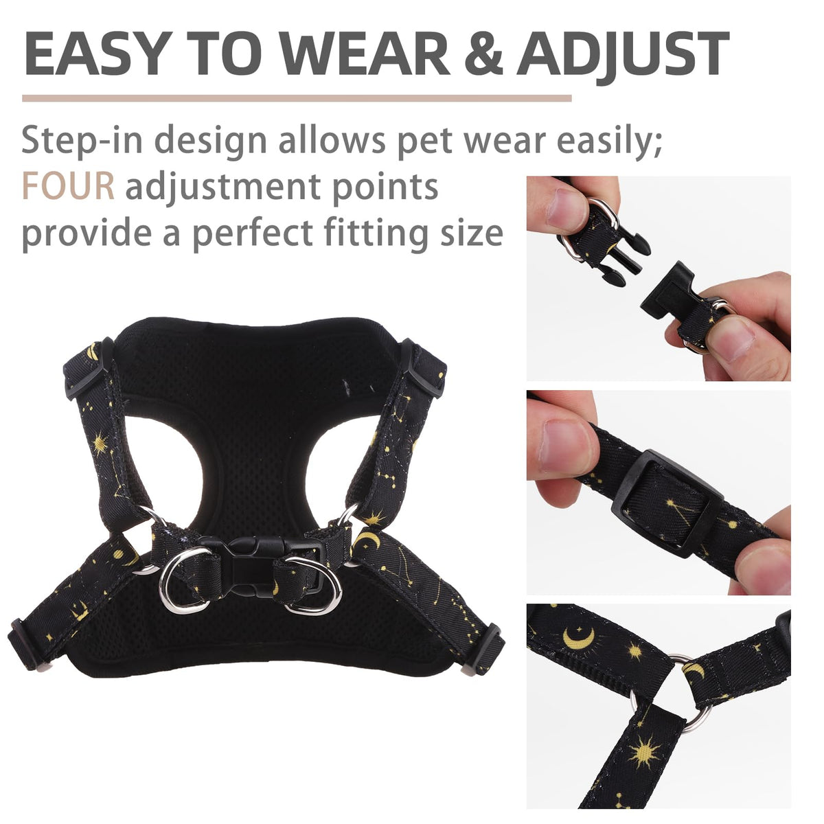 PUPTECK Animal Harness in XS (9-13lbs, Chest 14"-16"), #1 Blue(Breathable Mesh)