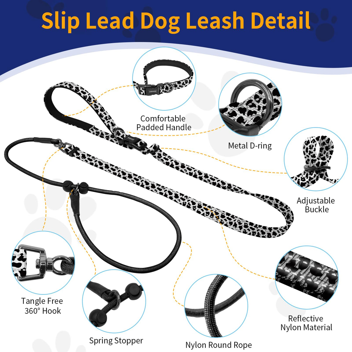 kazazoo Leash in Adjustable (5.5ft to 8.5ft), Cow