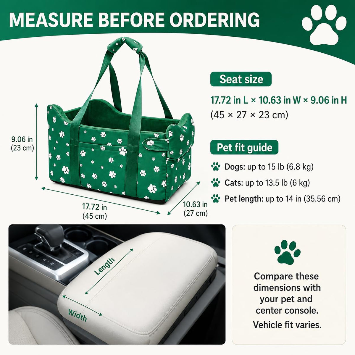 Cullaby Pet Seat in Wilderness Green
