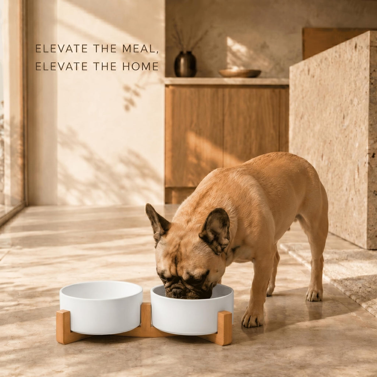 SPUNKYJUNKY Pet Feeder in 3.6 cups, White × 2