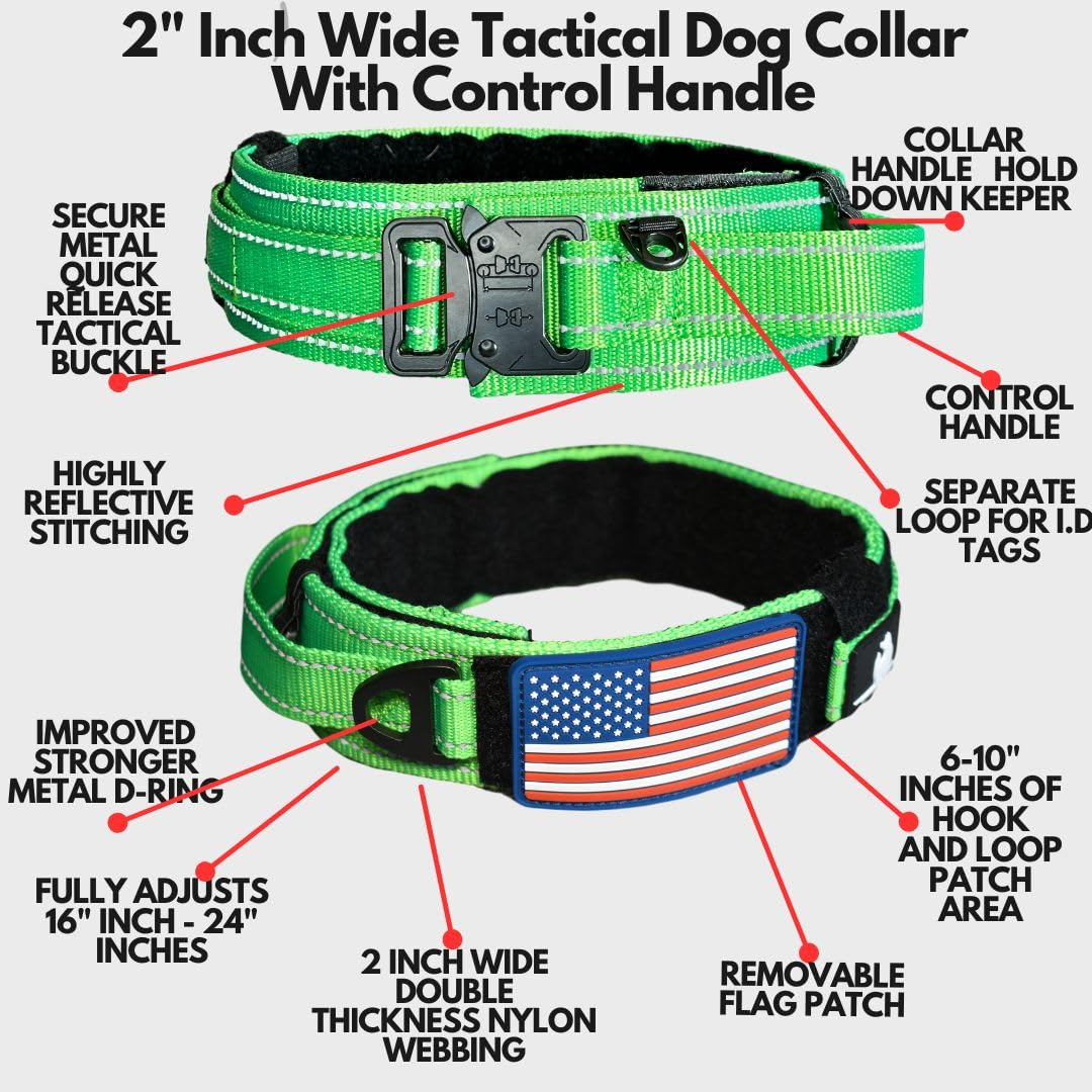 DEZIZEUSK9 Animal Collar in 16-25 INCH, NEONGREEN-COBVEL2