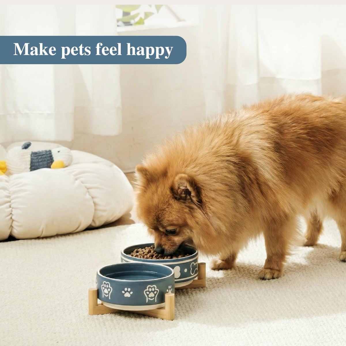 Dafuceramic Pet Feeder in S-1.5 Cups, Blue