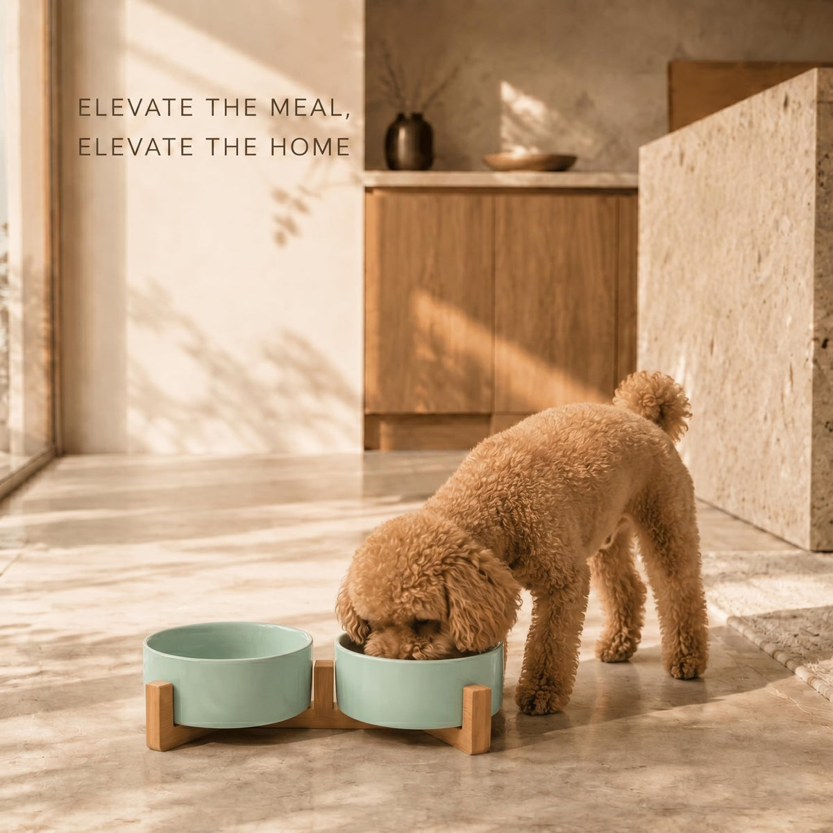 SPUNKYJUNKY Pet Feeder in 1.7 cups, Morandi Green × 2