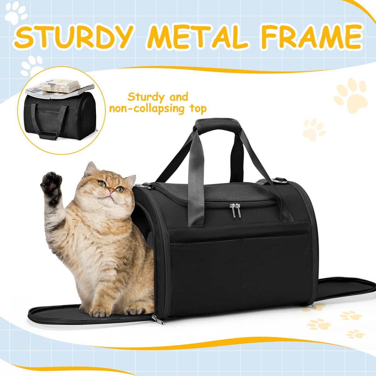 WEPLAN Animal Carrier in 17.9"L x 11.8"W x 12.9"H, Black