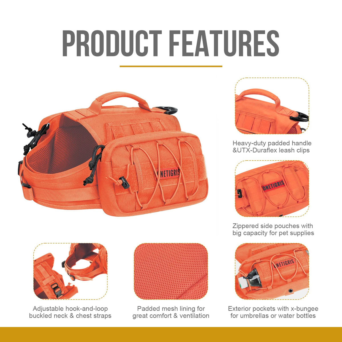 ONETIGRIS Pet Supplies in Small, Orange