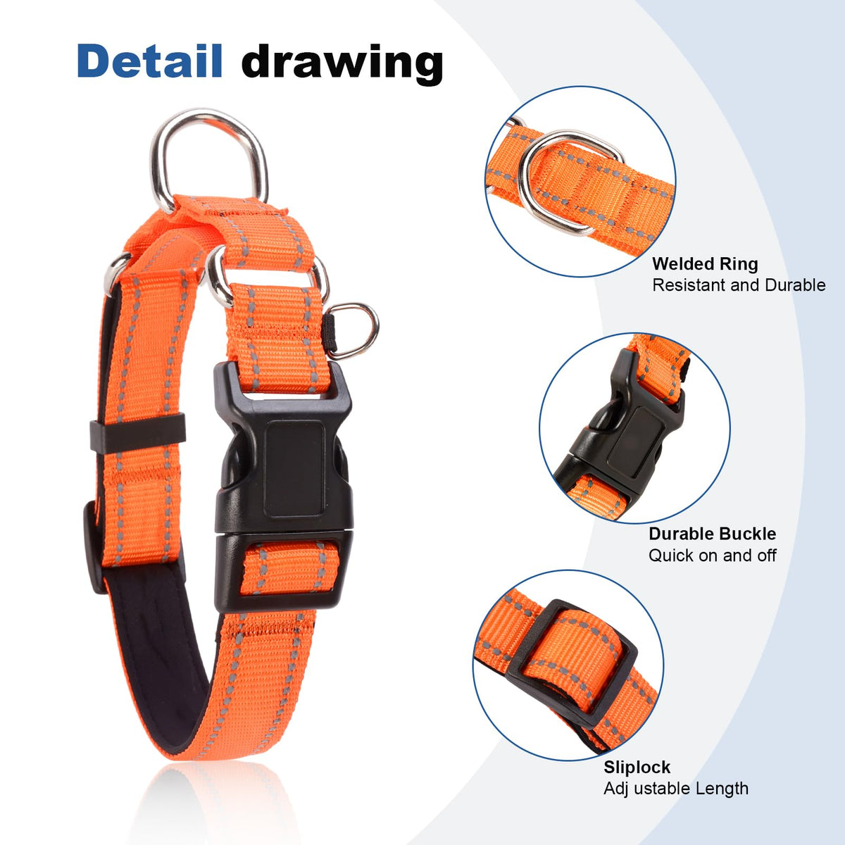 GDLKPS Animal Collar in XS:3/4" Wide for 11.5"-13.5" Neck, Orange