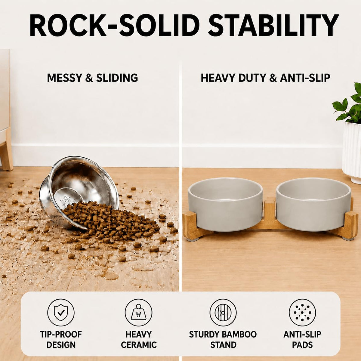 SPUNKYJUNKY Pet Feeder in 5 cups, Grey × 2