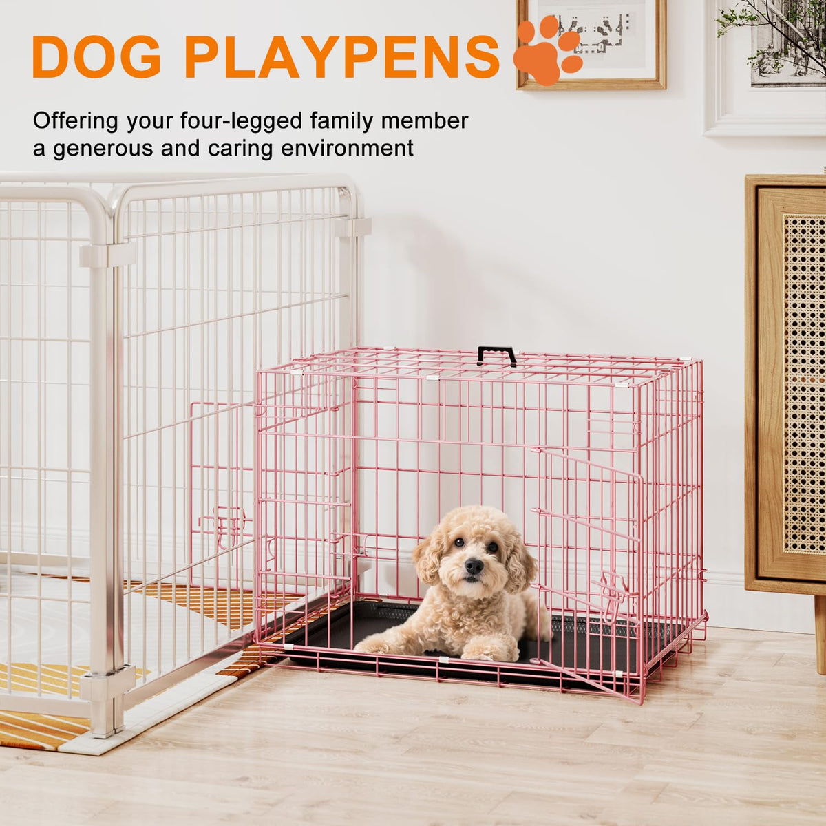 FDW Animal Cage in 24.0"L x 16.0"W x 19.0"H, Pink