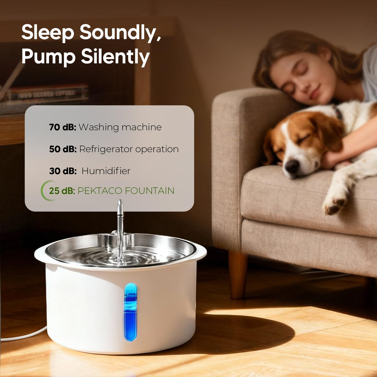 PEKTACO Animal Water Dispenser in silvery