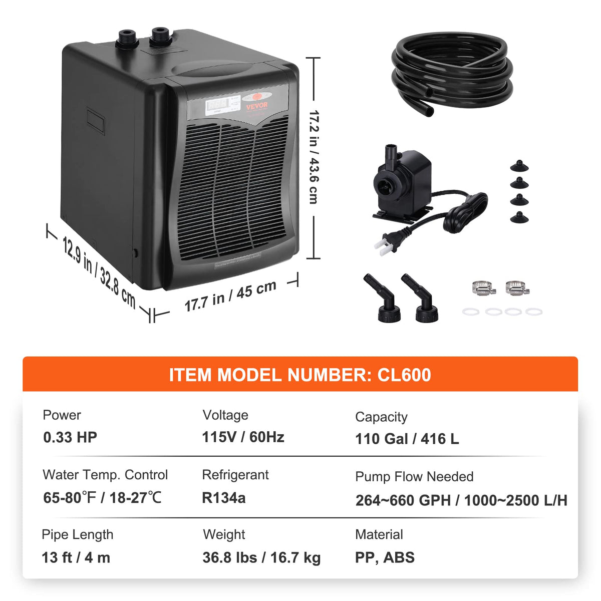 VEVOR Vivarium in 1/3 HP - Standard, Black