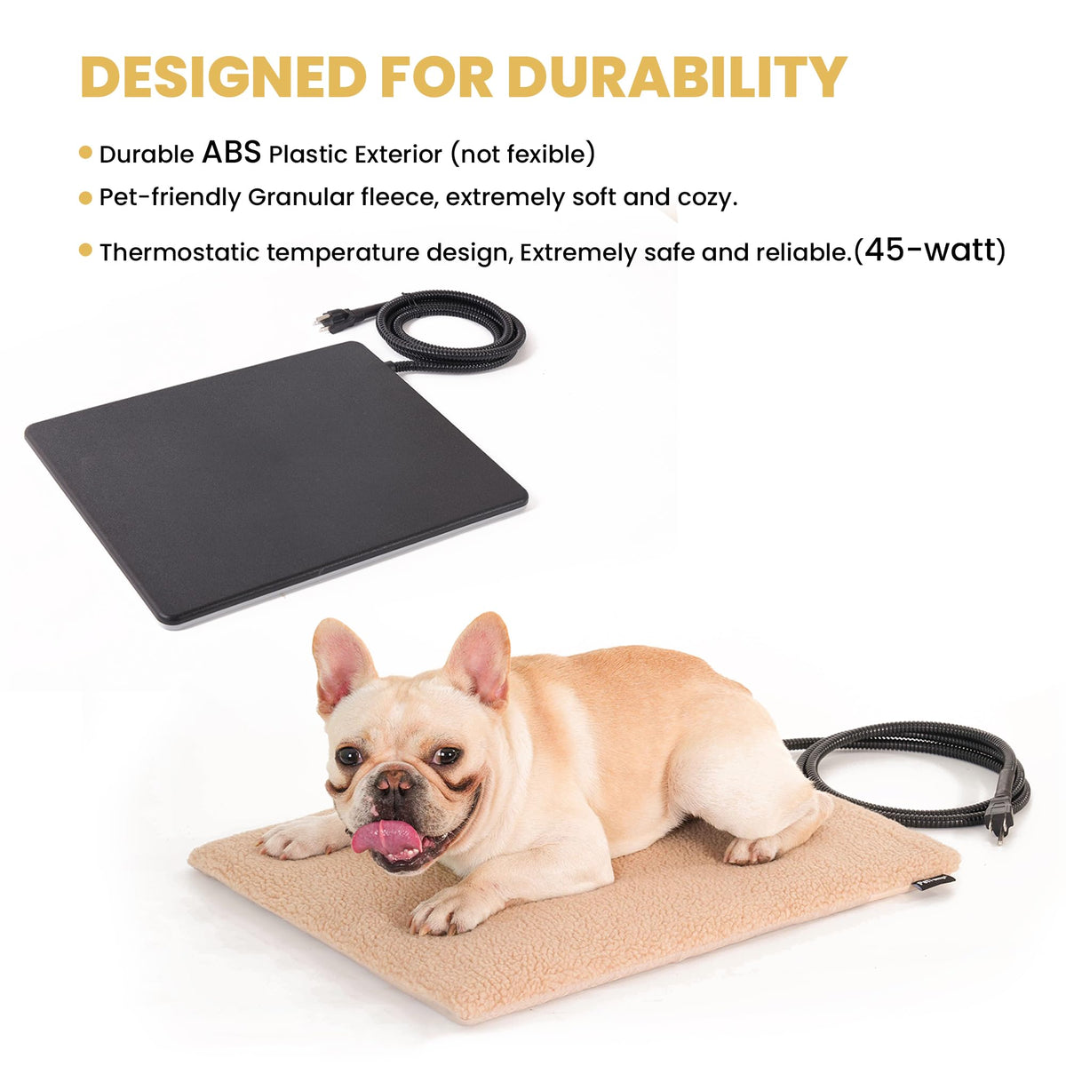 PetTemp Pet Bed Mat in L: 20'' x 16'', Black