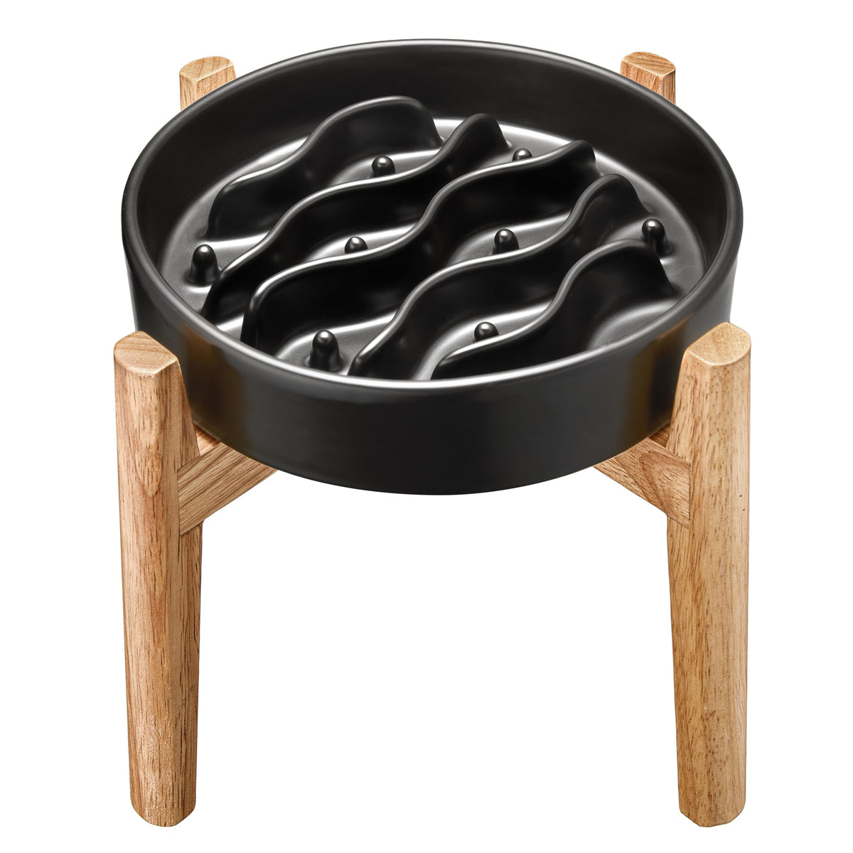 MOPANG Pet Feeder in 6 Inches, Black + Stand