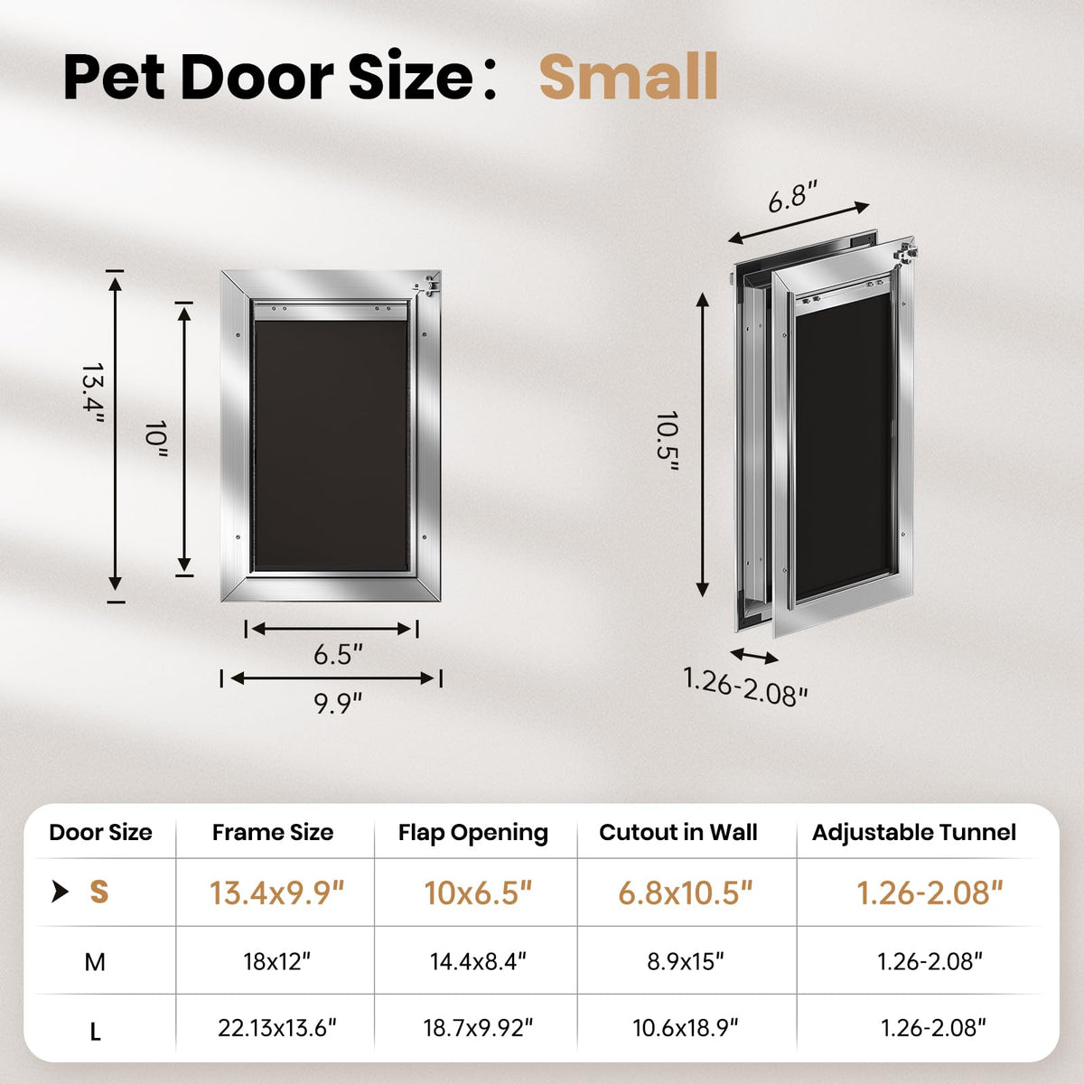 VOSOIR Pet Door in Small, Silver