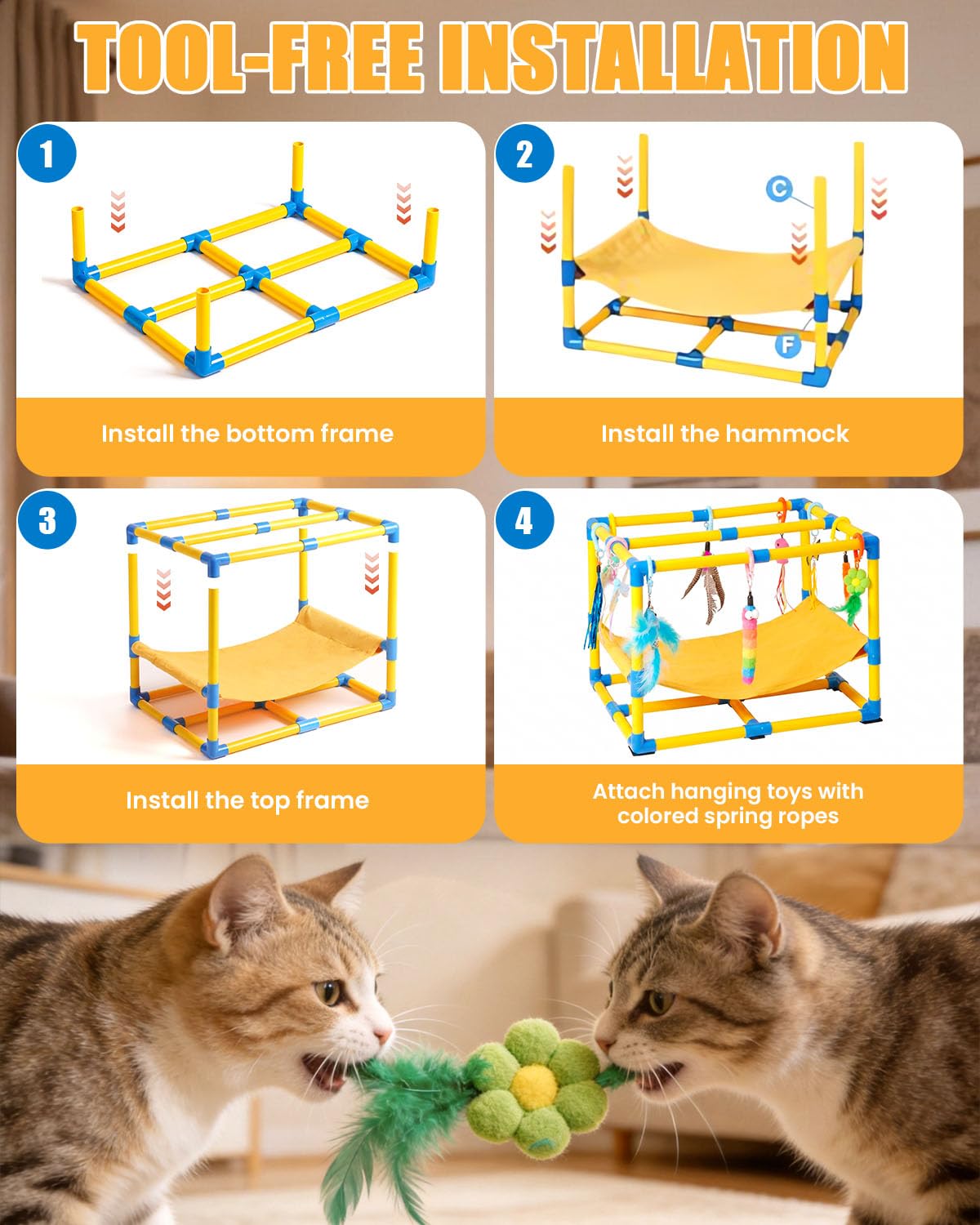 Grevigily Pet Toy in 23.6x15.7x15.7inch, Yellow + Blue
