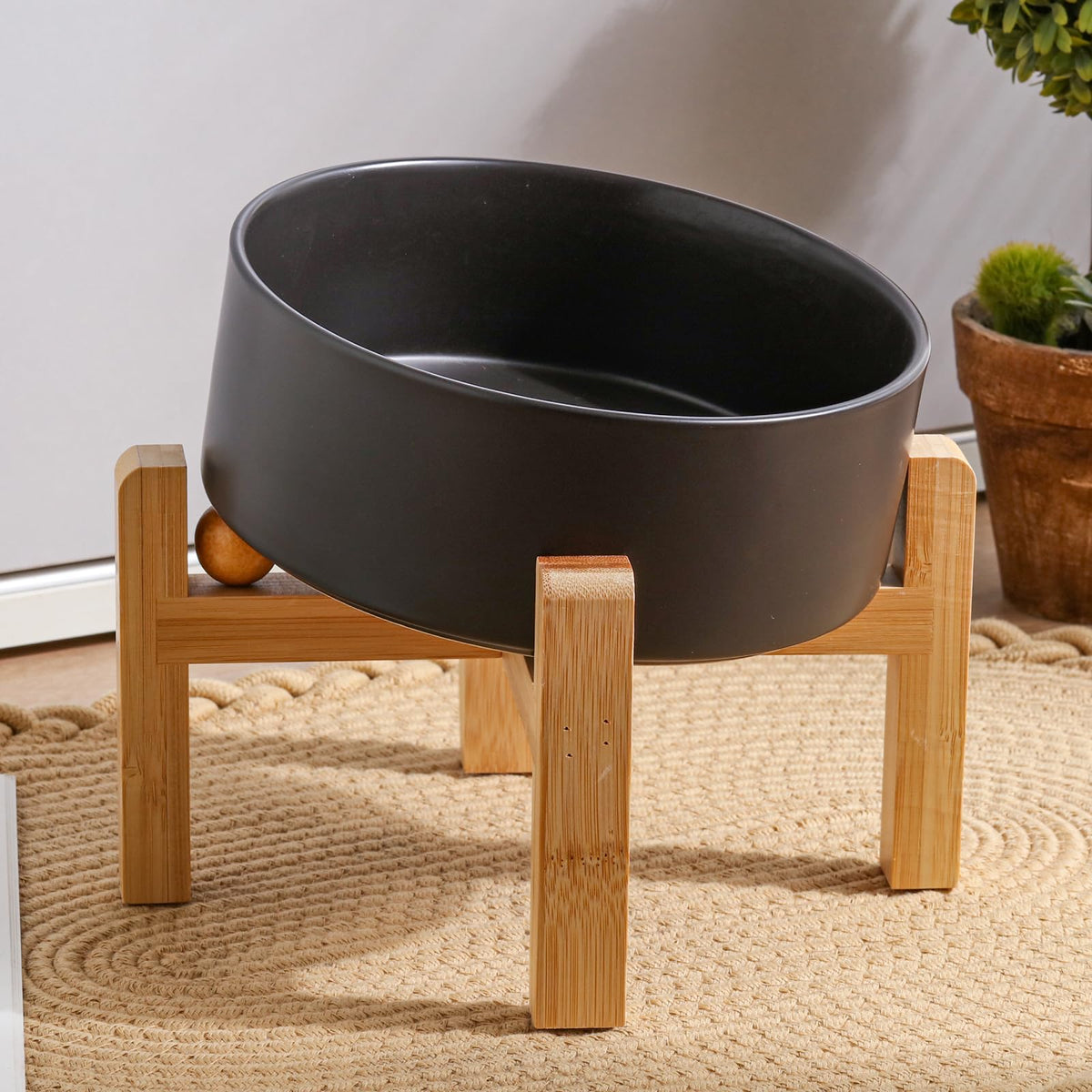 DJJJOOYS Pet Feeder in Slanted Small Dog Bowl, Black