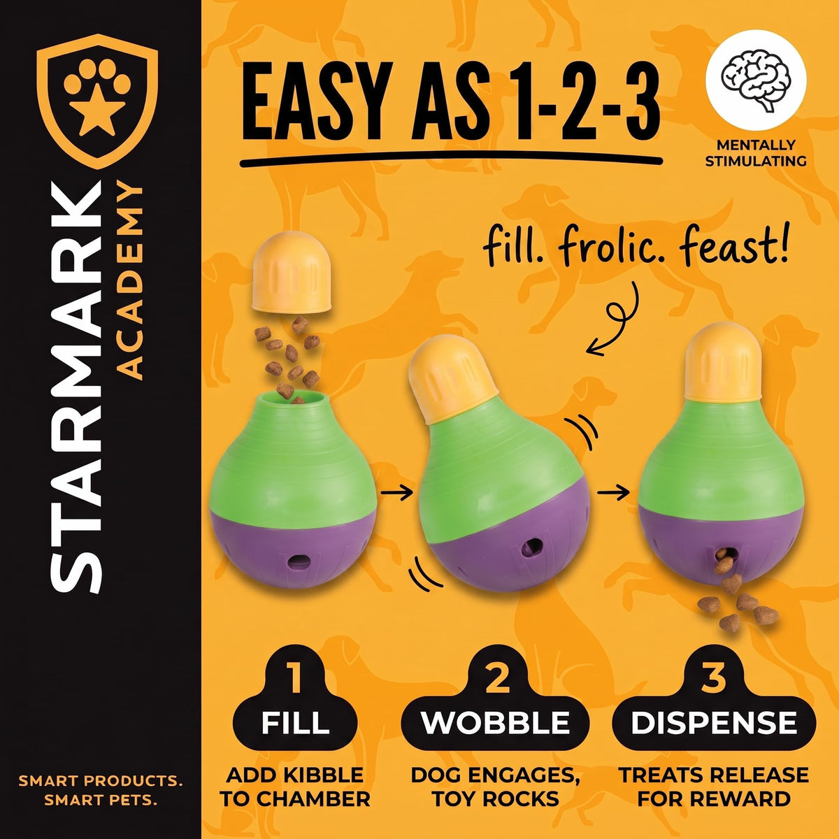 Starmark Pet Toy in Small, Green, purple, and yellow