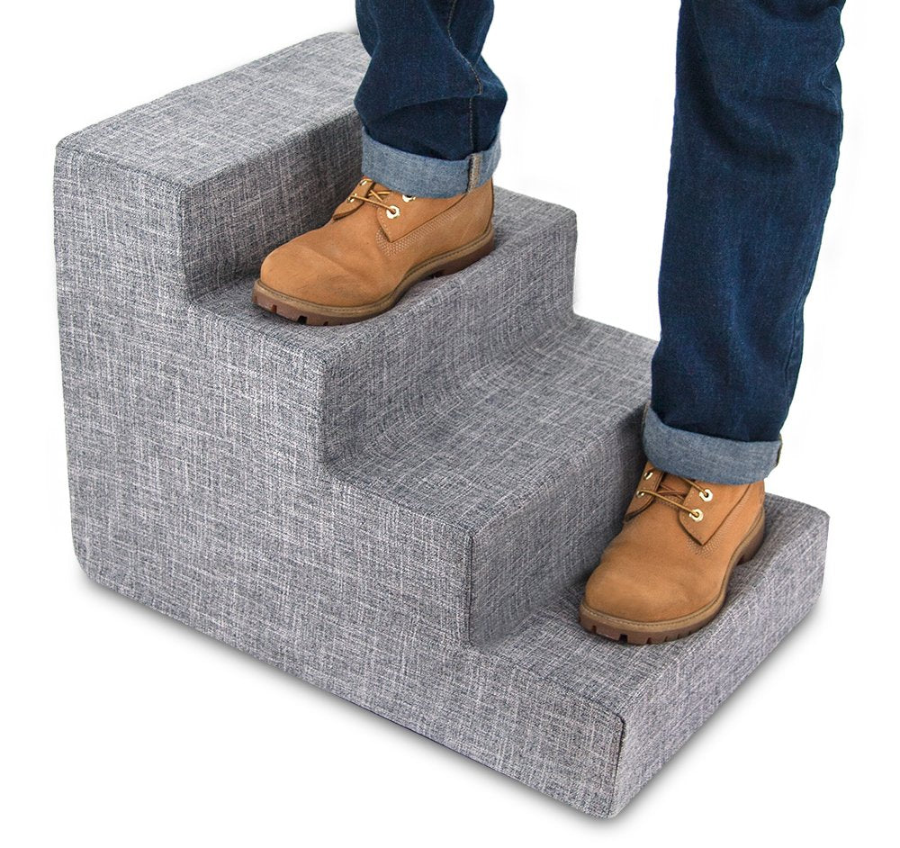 Best Pet Supplies Animal Stair in H: 18 Inches, Ash Gray Linen