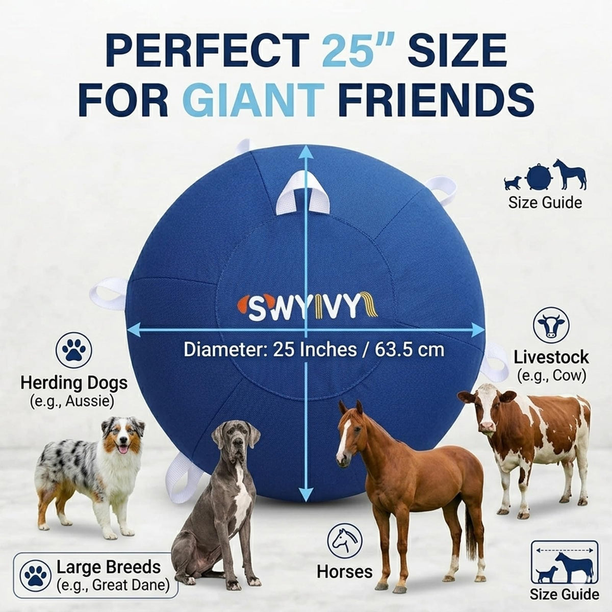 SWYIVY Recreation Ball in 25 Inch, Blue with Cover