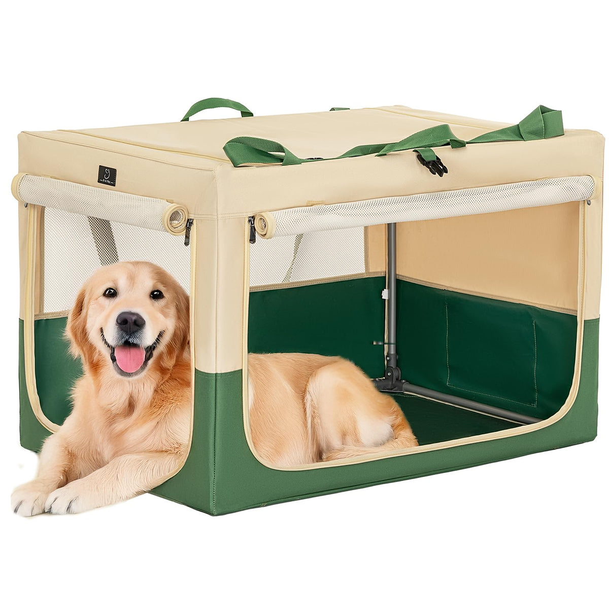 A 4 Pet Animal Cage in 40.0"L x 25.0"W x 25.0"H, Green+Beige