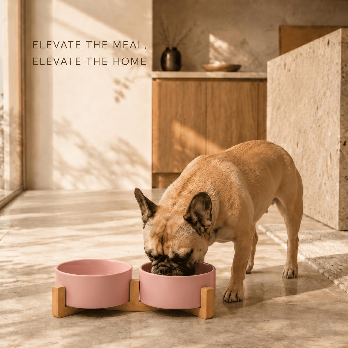 SPUNKYJUNKY Pet Feeder in 3.6 cups, Pink × 2