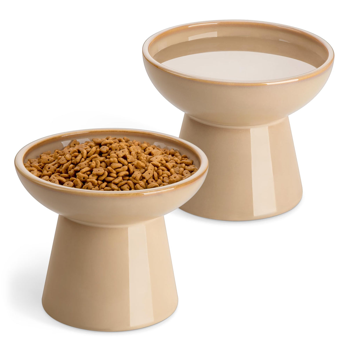 vancasso Pet Feeder in 2 Pack-Food & Water Bowls, Brown