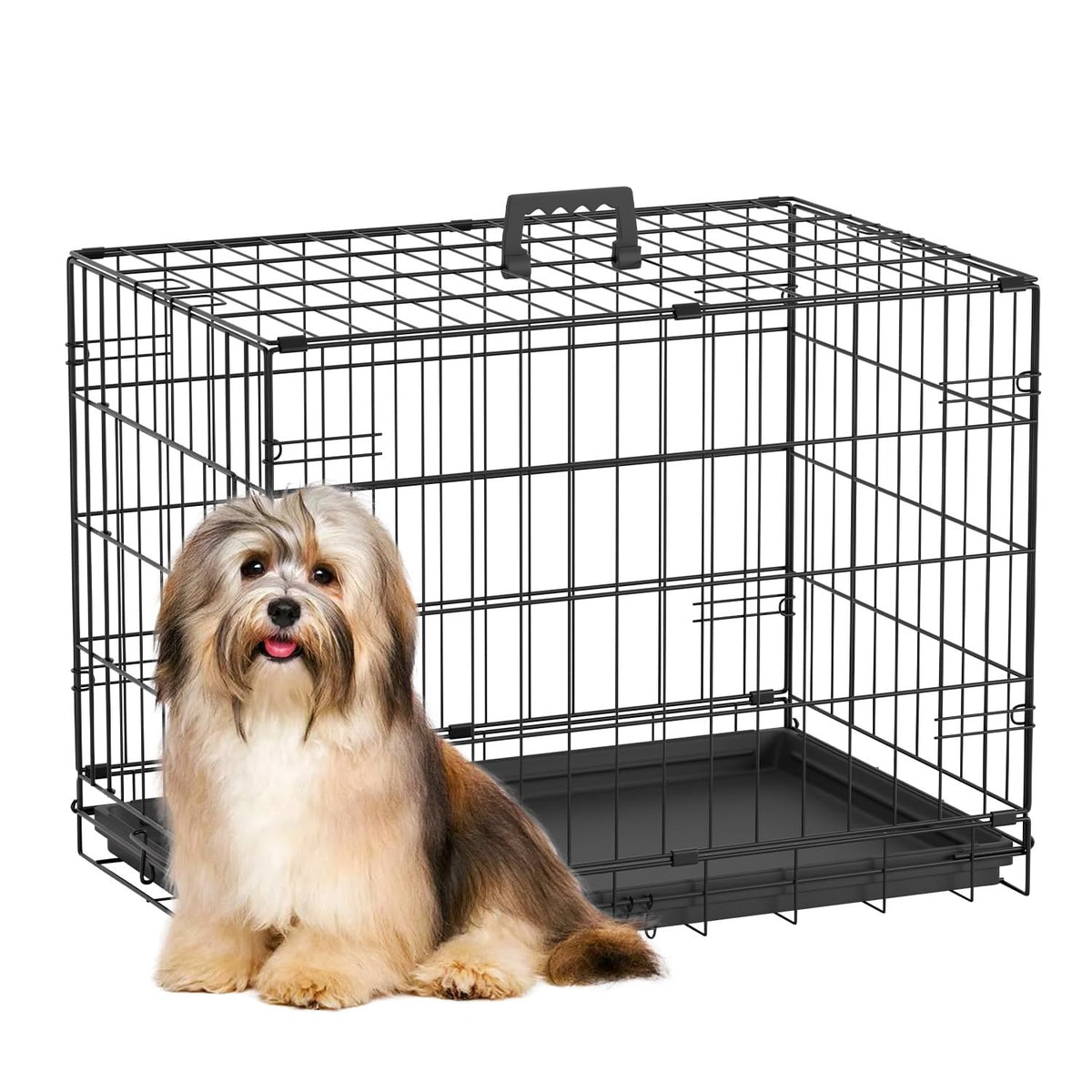 FDW Animal Cage in 24.0"L x 16.0"W x 19.0"H, Dark Black