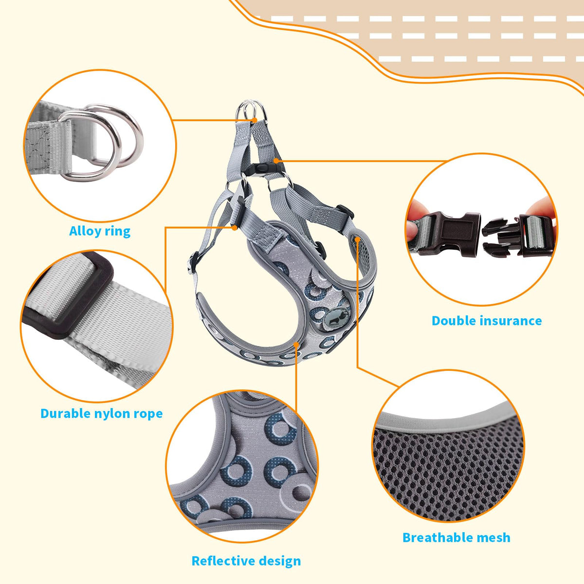 SAEGYPET Animal Harness in XS, Gray-2