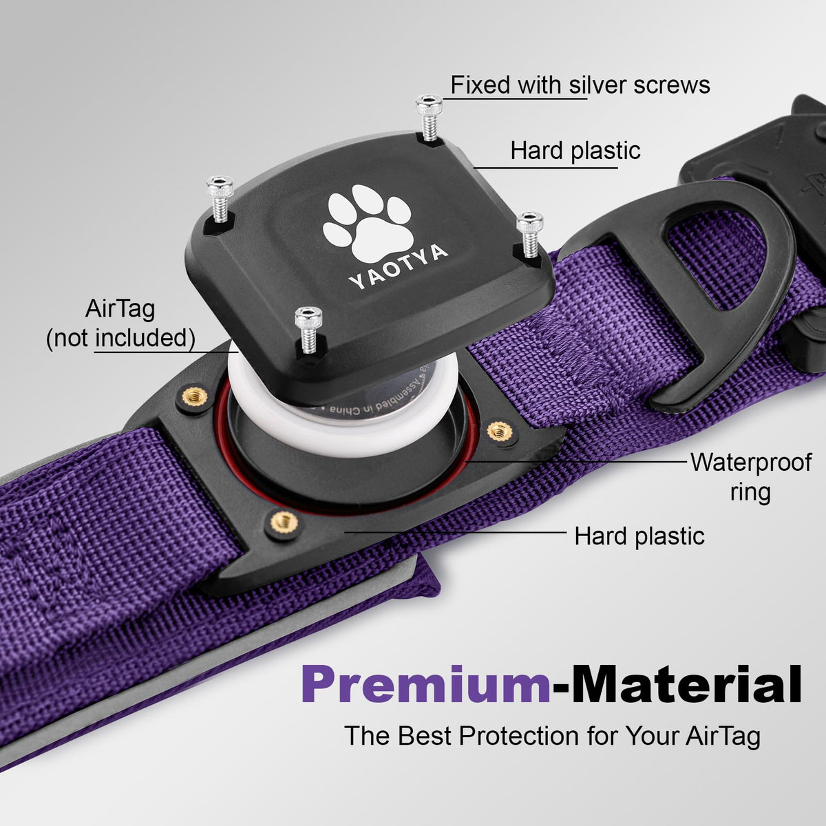 YaoTya Animal Collar in M(15"-18.5"), Purple