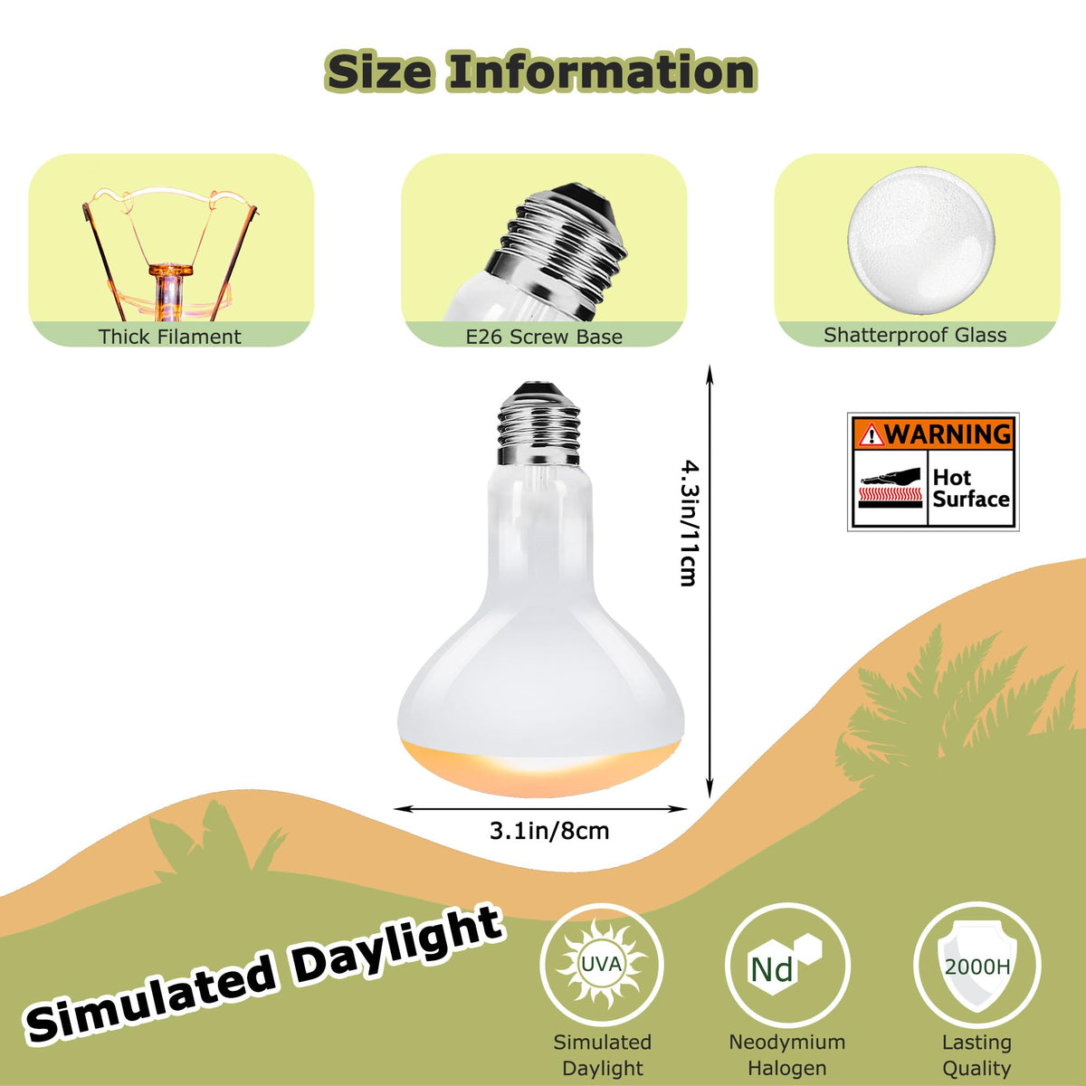 HARTOMPET Light Bulb in 60W - 2.5", Yellow
