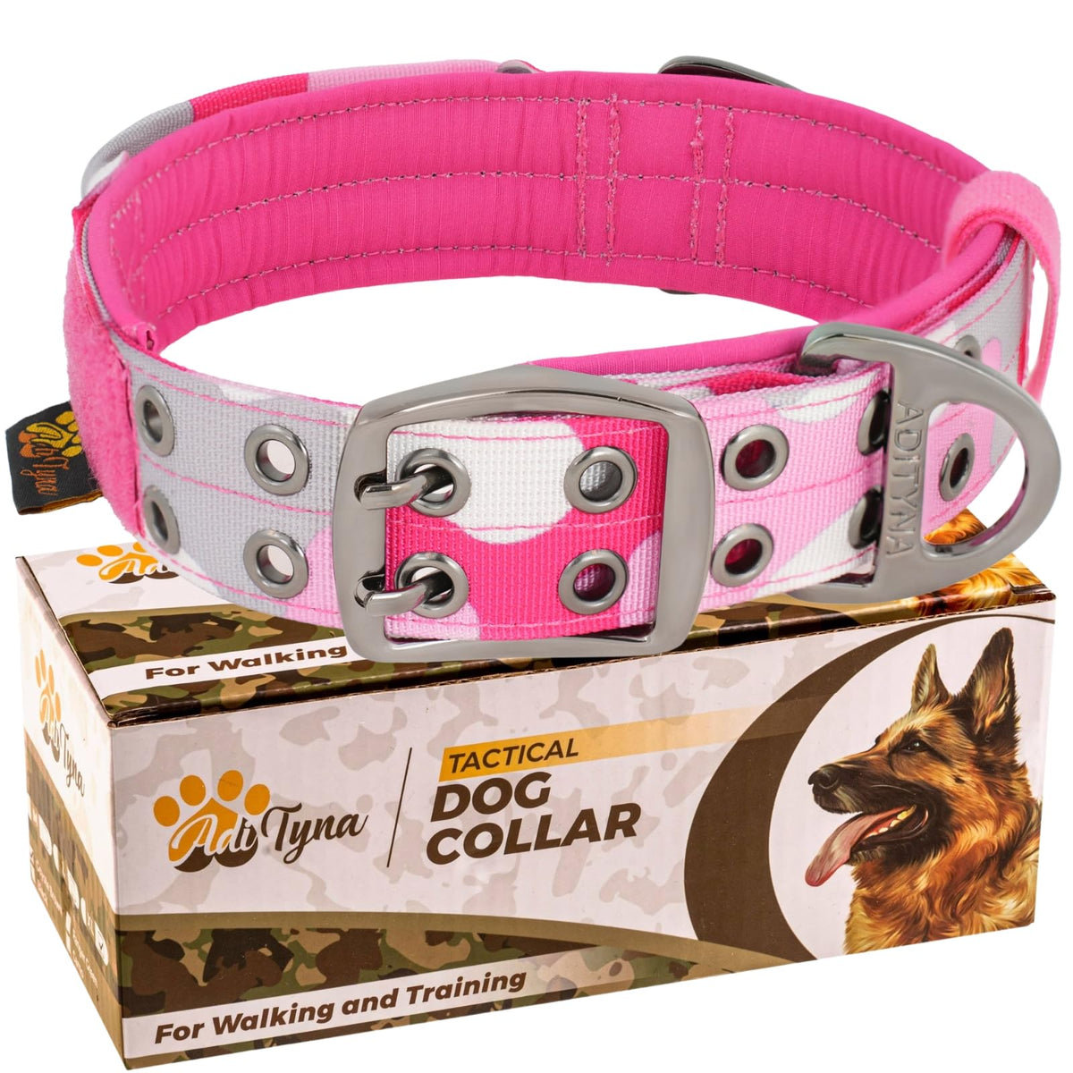 ADITYNA Animal Collar in Extra-Large: Fit 24-30" Neck, Camo Pink